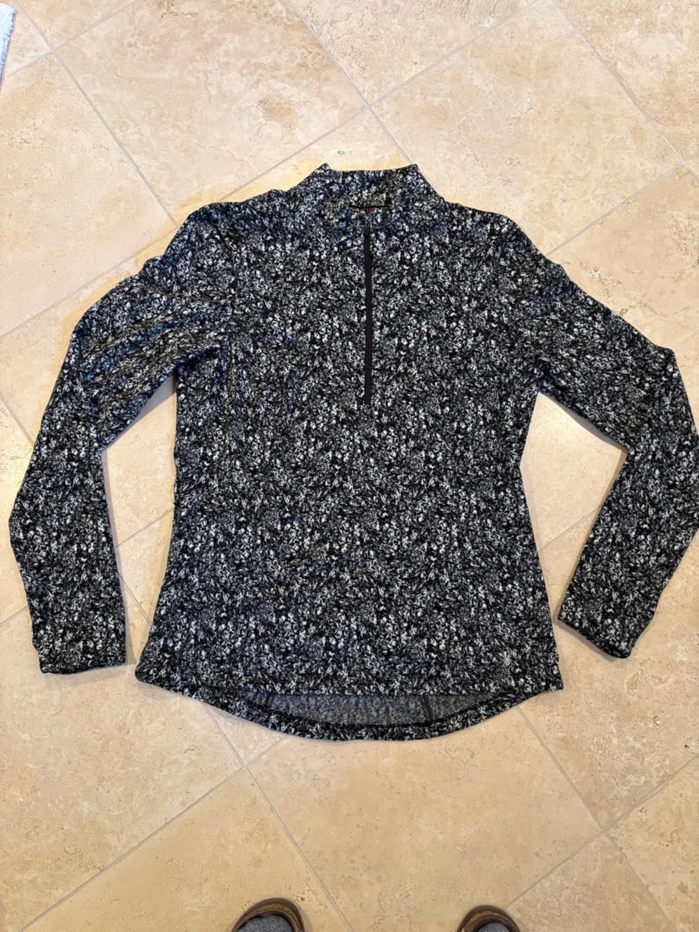 Spyder Women’s Active 1/4 Zip Fleece Pullover Size M Black White Speckle